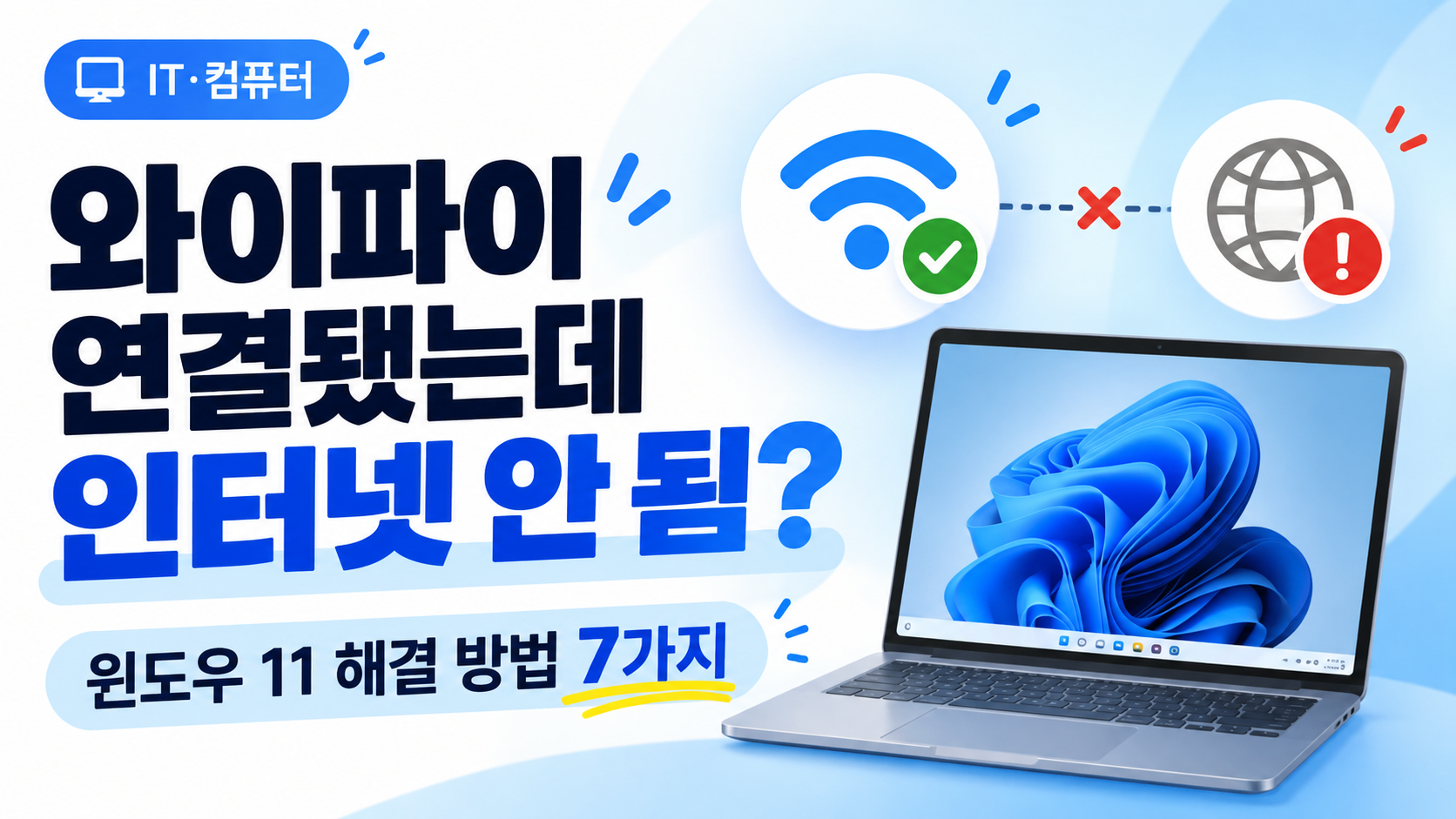 와이파이 연결됐는데 인터넷 안 됨? 원인별 해결 방법 7가지 (윈도우 11)
